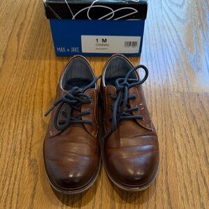 Cognac Brown Leather Kids Dress Shoes
